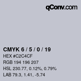 カラーコード: CMYK 6 / 5 / 0 / 19 | qconv.com