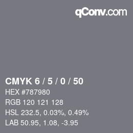 カラーコード: CMYK 6 / 5 / 0 / 50 | qconv.com