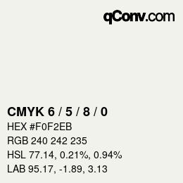 カラーコード: CMYK 6 / 5 / 8 / 0 | qconv.com
