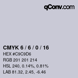 カラーコード: CMYK 6 / 6 / 0 / 16 | qconv.com
