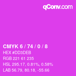 颜色代码: CMYK 6 / 74 / 0 / 8 | qconv.com