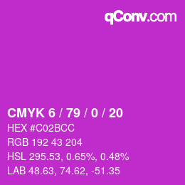 颜色代码: CMYK 6 / 79 / 0 / 20 | qconv.com