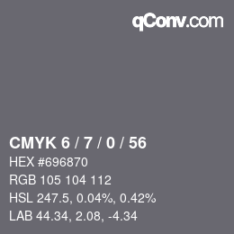 Farbcode: CMYK 6 / 7 / 0 / 56 | qconv.com