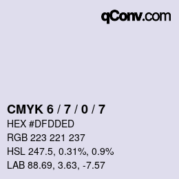 カラーコード: CMYK 6 / 7 / 0 / 7 | qconv.com