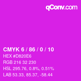 颜色代码: CMYK 6 / 86 / 0 / 10 | qconv.com
