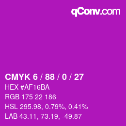 Color code: CMYK 6 / 88 / 0 / 27 | qconv.com