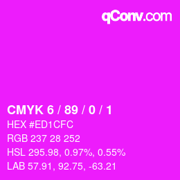 カラーコード: CMYK 6 / 89 / 0 / 1 | qconv.com
