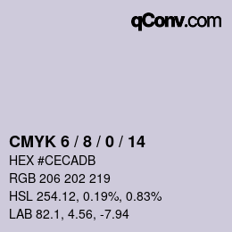 カラーコード: CMYK 6 / 8 / 0 / 14 | qconv.com