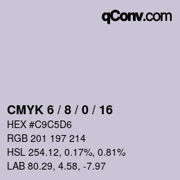 カラーコード: CMYK 6 / 8 / 0 / 16 | qconv.com