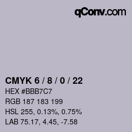 颜色代码: CMYK 6 / 8 / 0 / 22 | qconv.com