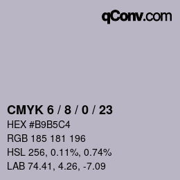 カラーコード: CMYK 6 / 8 / 0 / 23 | qconv.com