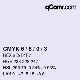 カラーコード: CMYK 6 / 8 / 0 / 3 | qconv.com