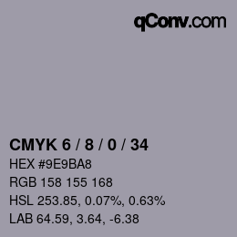 カラーコード: CMYK 6 / 8 / 0 / 34 | qconv.com