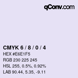 カラーコード: CMYK 6 / 8 / 0 / 4 | qconv.com