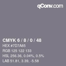 Color code: CMYK 6 / 8 / 0 / 48 | qconv.com