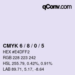 カラーコード: CMYK 6 / 8 / 0 / 5 | qconv.com