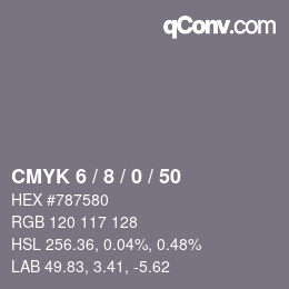 Color code: CMYK 6 / 8 / 0 / 50 | qconv.com
