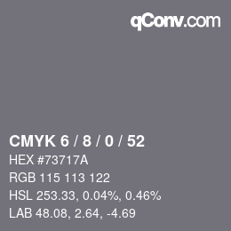 Color code: CMYK 6 / 8 / 0 / 52 | qconv.com
