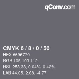 Color code: CMYK 6 / 8 / 0 / 56 | qconv.com