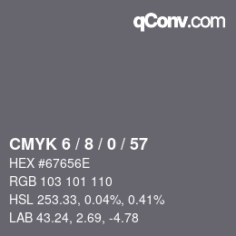 カラーコード: CMYK 6 / 8 / 0 / 57 | qconv.com