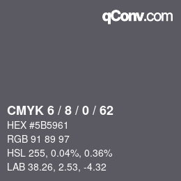 颜色代码: CMYK 6 / 8 / 0 / 62 | qconv.com
