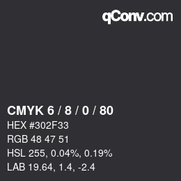颜色代码: CMYK 6 / 8 / 0 / 80 | qconv.com