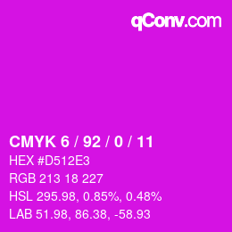カラーコード: CMYK 6 / 92 / 0 / 11 | qconv.com