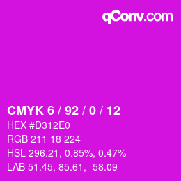 カラーコード: CMYK 6 / 92 / 0 / 12 | qconv.com