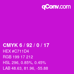 カラーコード: CMYK 6 / 92 / 0 / 17 | qconv.com
