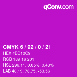 カラーコード: CMYK 6 / 92 / 0 / 21 | qconv.com