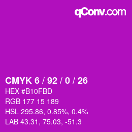 カラーコード: CMYK 6 / 92 / 0 / 26 | qconv.com