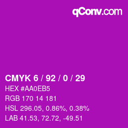 カラーコード: CMYK 6 / 92 / 0 / 29 | qconv.com