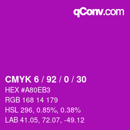 カラーコード: CMYK 6 / 92 / 0 / 30 | qconv.com