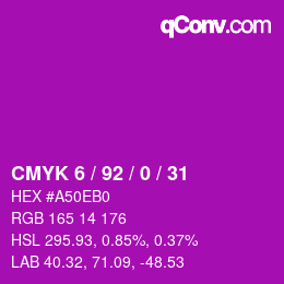カラーコード: CMYK 6 / 92 / 0 / 31 | qconv.com