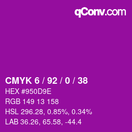 カラーコード: CMYK 6 / 92 / 0 / 38 | qconv.com