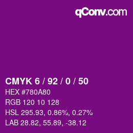 カラーコード: CMYK 6 / 92 / 0 / 50 | qconv.com