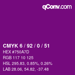 Color code: CMYK 6 / 92 / 0 / 51 | qconv.com