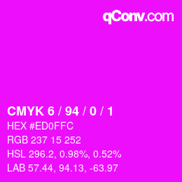 カラーコード: CMYK 6 / 94 / 0 / 1 | qconv.com