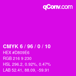 颜色代码: CMYK 6 / 96 / 0 / 10 | qconv.com