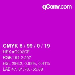Farbcode: CMYK 6 / 99 / 0 / 19 | qconv.com