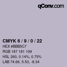 Farbcode: CMYK 6 / 9 / 0 / 22 | qconv.com