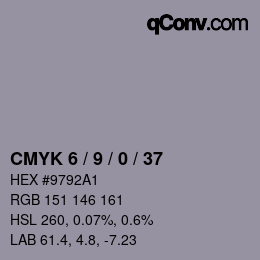 颜色代码: CMYK 6 / 9 / 0 / 37 | qconv.com