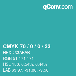 Farbcode: CMYK 70 / 0 / 0 / 33 | qconv.com