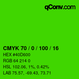 Color code: CMYK 70 / 0 / 100 / 16 | qconv.com