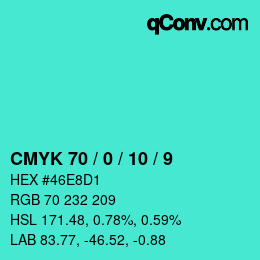 Código de color: CMYK 70 / 0 / 10 / 9 | qconv.com