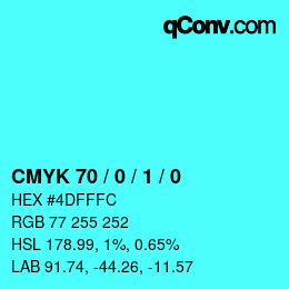 Color code: CMYK 70 / 0 / 1 / 0 | qconv.com
