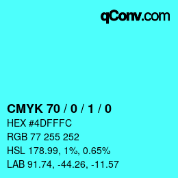 Color code: CMYK 70 / 0 / 1 / 0 | qconv.com