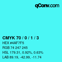 Farbcode: CMYK 70 / 0 / 1 / 3 | qconv.com