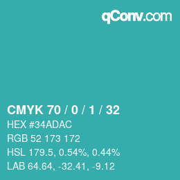 Color code: CMYK 70 / 0 / 1 / 32 | qconv.com
