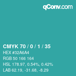 カラーコード: CMYK 70 / 0 / 1 / 35 | qconv.com